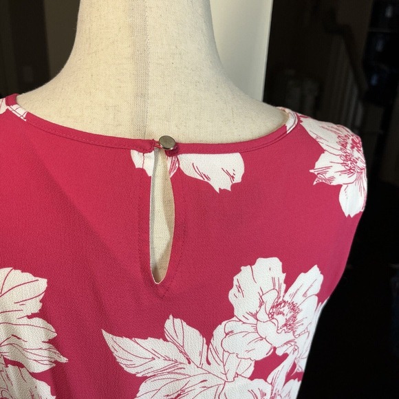 Talbots Women’s Pink Floral Flounce Hem Midi Dress Sleeveless Size 6 NWT - Picture 9 of 15